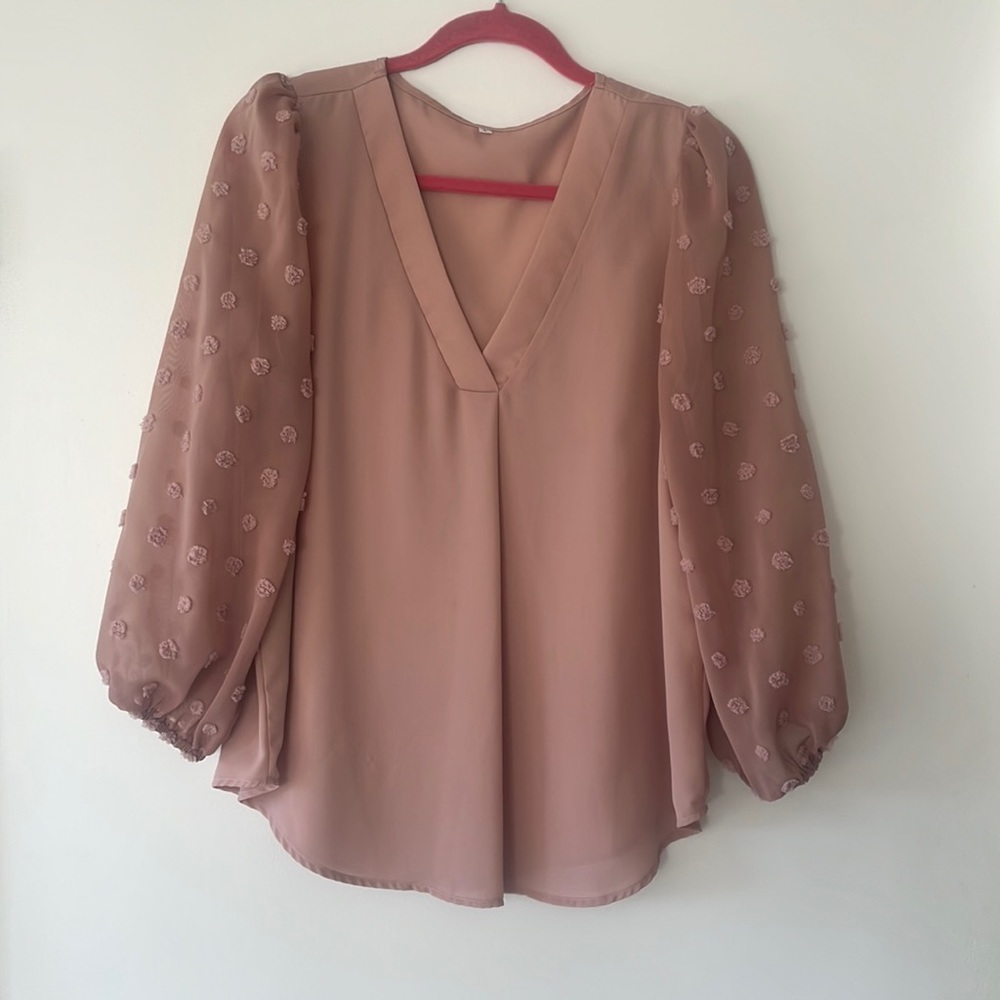 Wishcat Bubble Long Sleeve Womens V Collar Blouse
